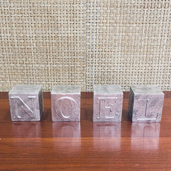 🎄NIB NOEL Vintage Style Silver Tabletop Decor Blocks - Picture 2 of 7